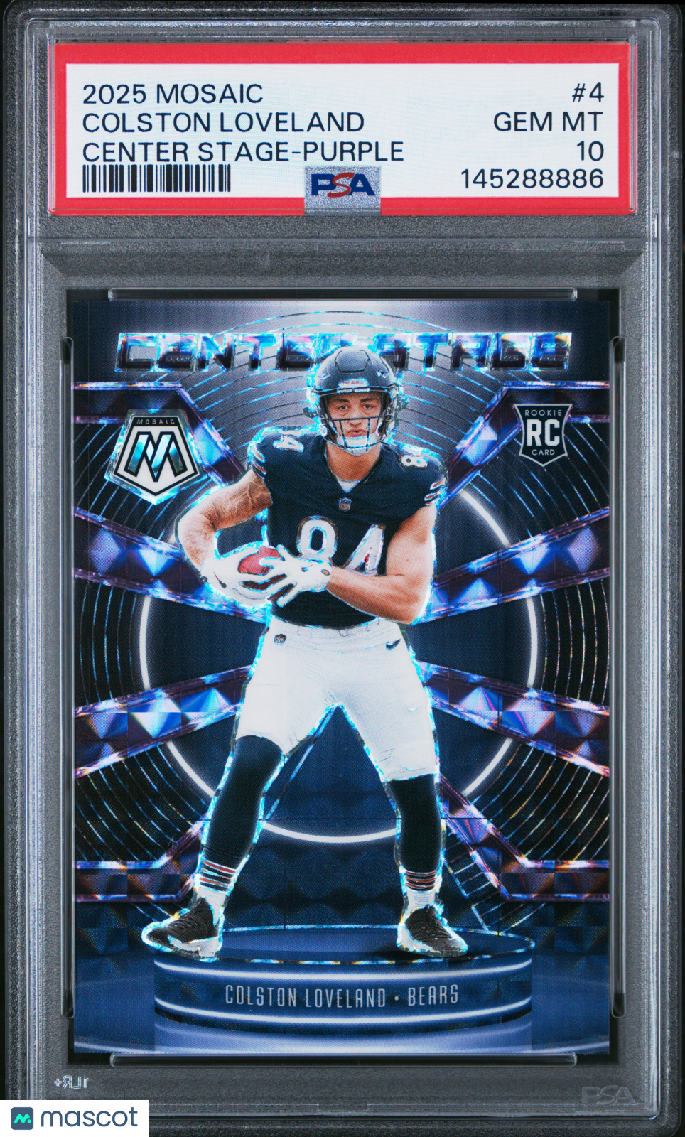 2025 Panini Mosaic Center Stage Colston Loveland #4 Purple PSA 10