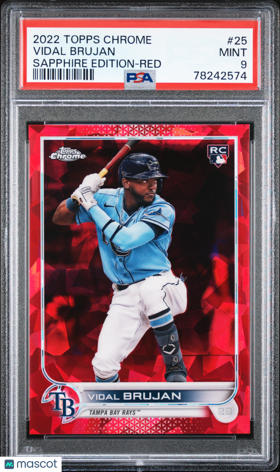 2022 Topps Chrome Sapphire Vidal Brujan Rookie Red 4/5 PSA 9 RC