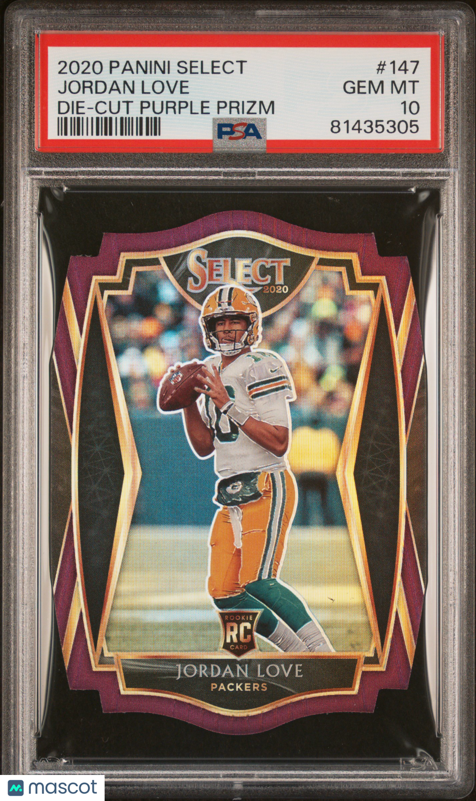 2020 Panini Select Jordan Love #147 Die Cut Purple Prizm PSA 10