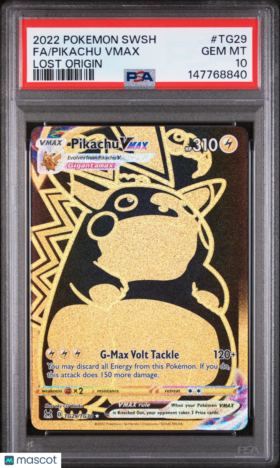2022 Pokemon SWSH FA/Pikachu VMax Lost Origin PSA 10