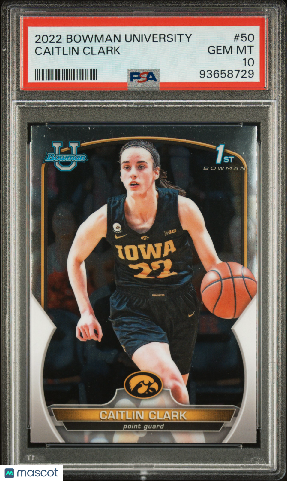 2022 Bowman University Caitlin Clark Chrome PSA 10