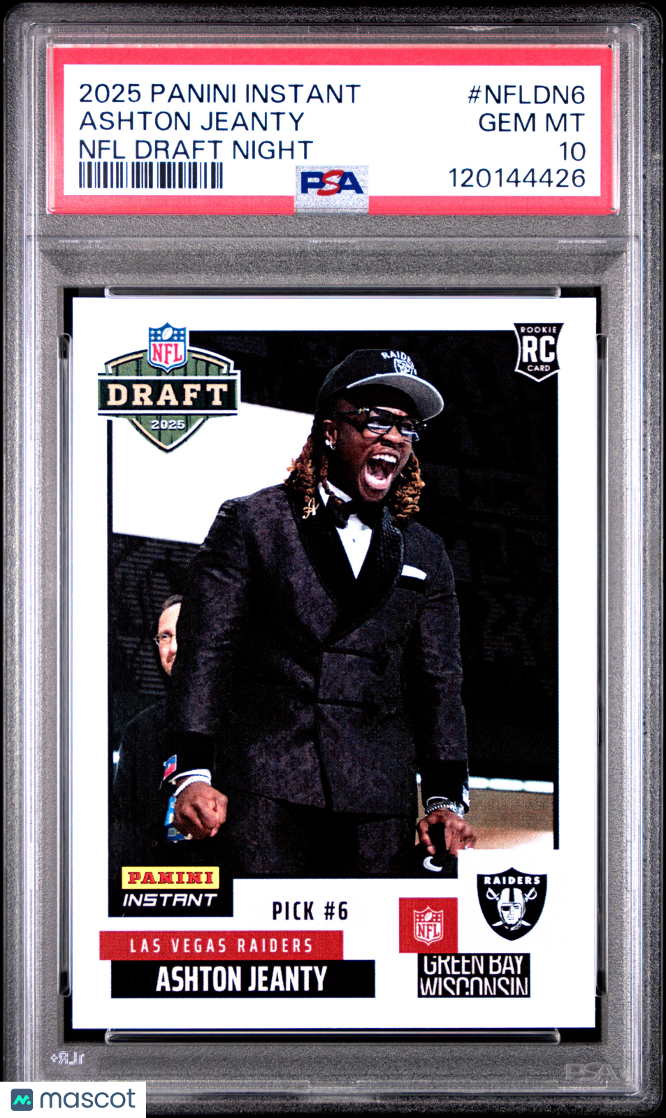 2025 Panini Instant Ashton Jeanty Rookie Draft Night PSA 10 RC