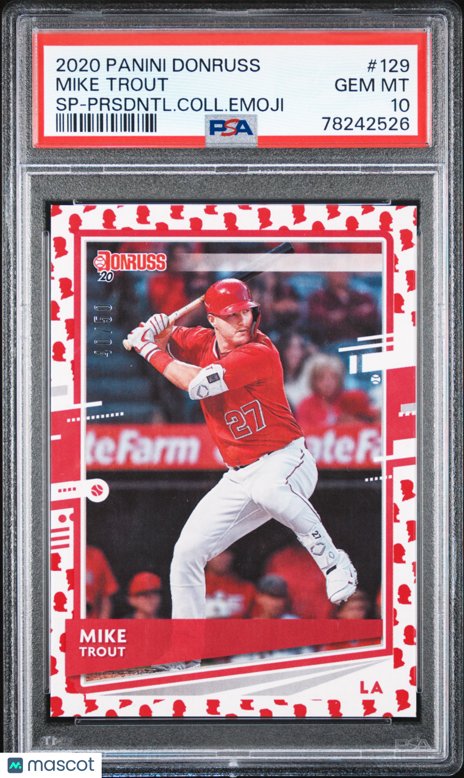 2020 Donruss Mike Trout SP Presidential Collection Emoji 40/50 PSA 10