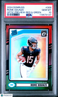 2024 Panini Donruss Rome Odunze #309 Optic Preview Red & Green PSA 10
