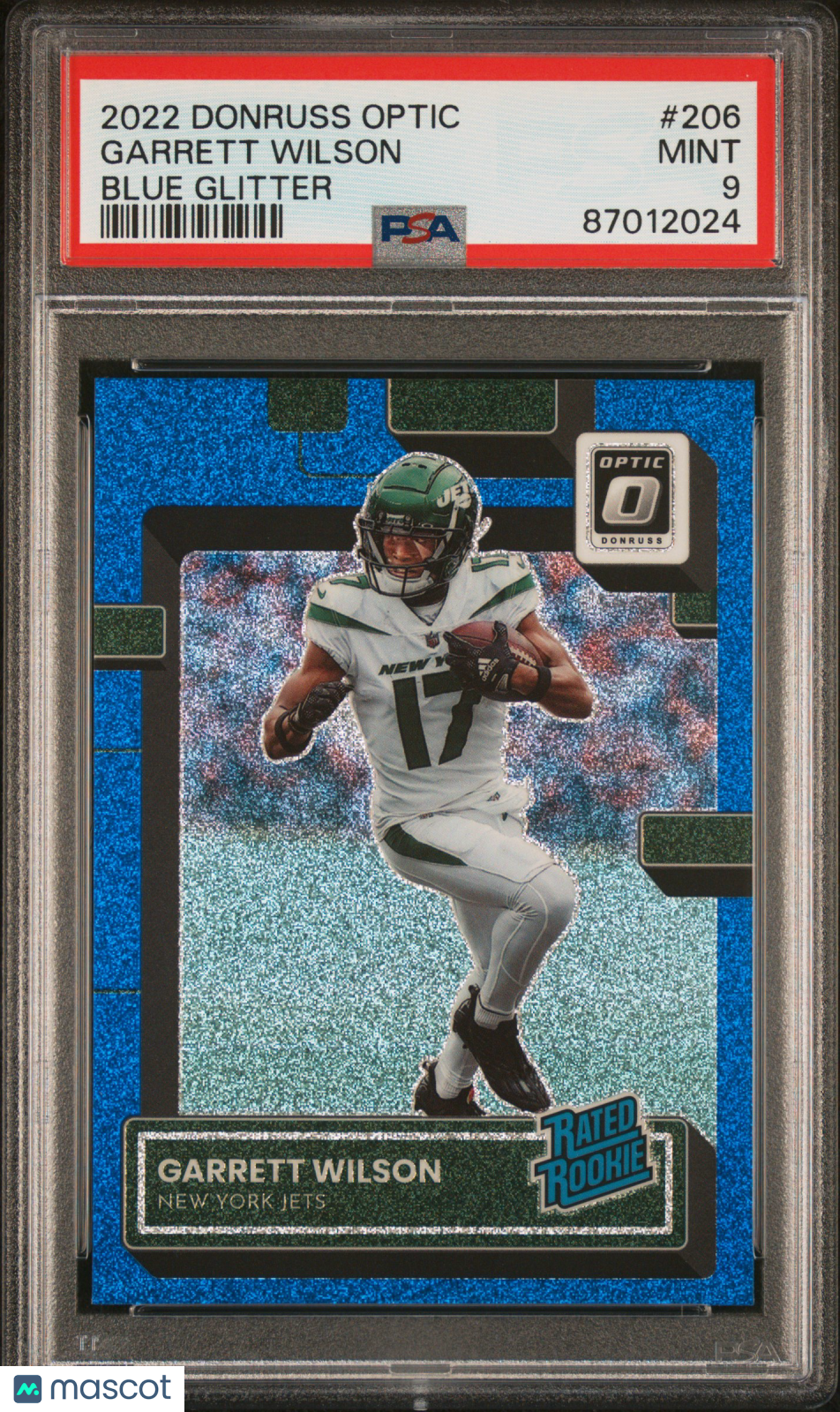 2022 Panini Donruss Optic Garrett Wilson #206 Blue Glitter PSA 9