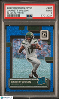 2022 Panini Donruss Optic Garrett Wilson #206 Blue Glitter PSA 9
