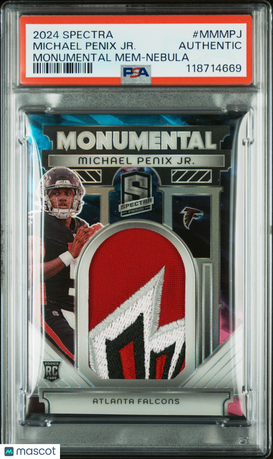 2024 Panini Spectra Michael Penix Jr. Monumental Memorabilia Nebula 1/2 PSA Authentic RC