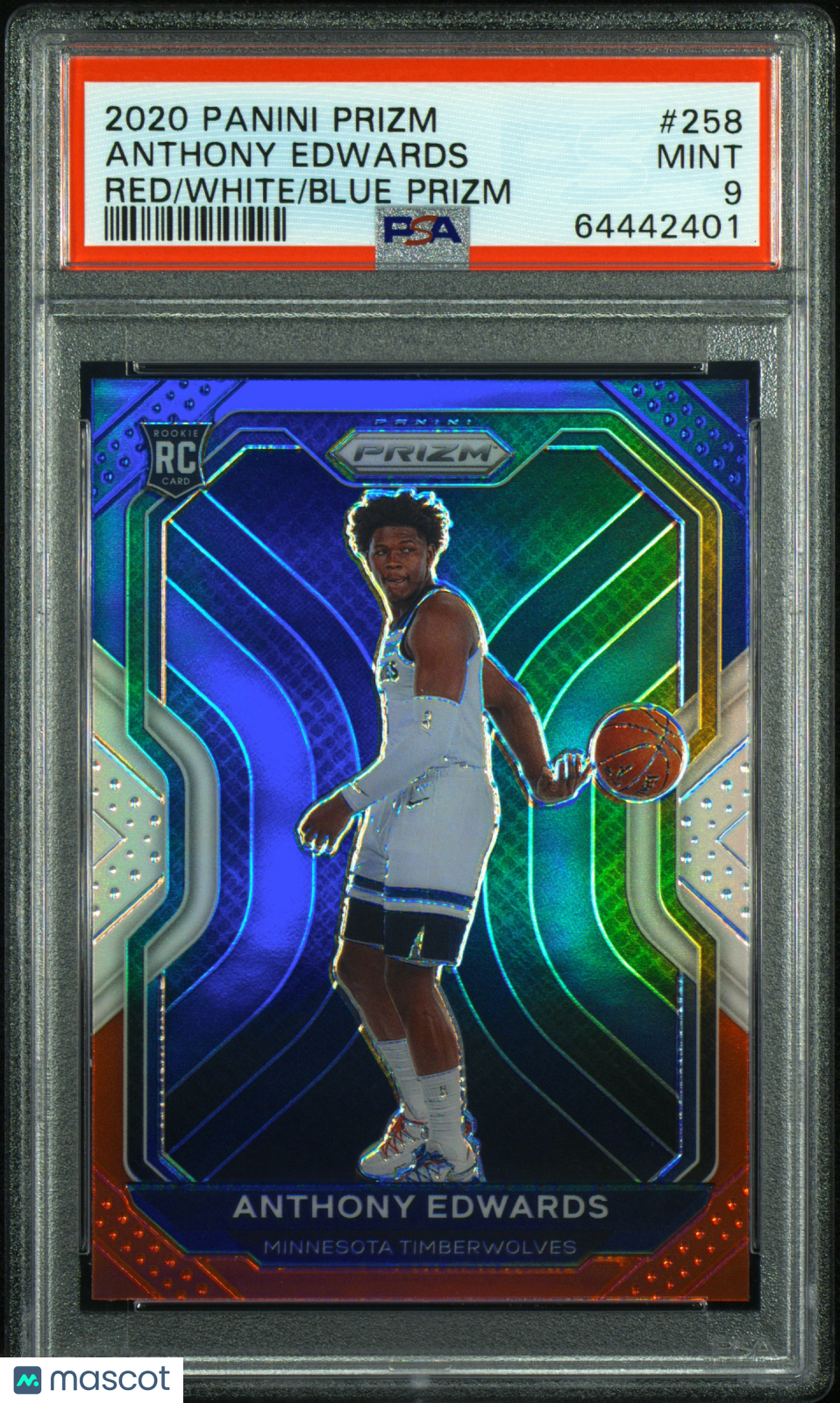 2020 Panini Prizm Anthony Edwards #258 Red White Blue PSA 9