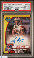 2024 Bowman University Chrome Bowman Chrome Prospect Autographs Noah Fifita #PANFI Yellow Ref PSA 10