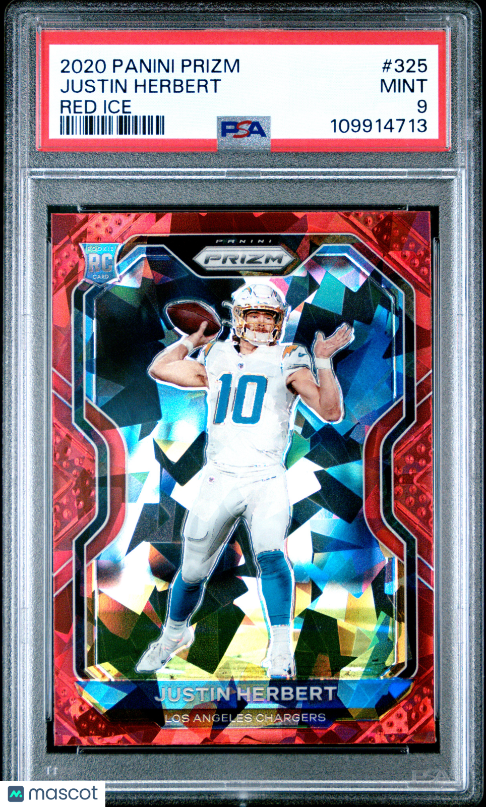 2020 Panini Prizm Justin Herbert #325 Red Ice PSA 9