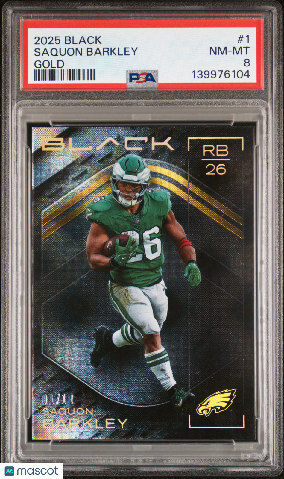 2025 Black Saquon Barkley Gold 1/10 PSA 8