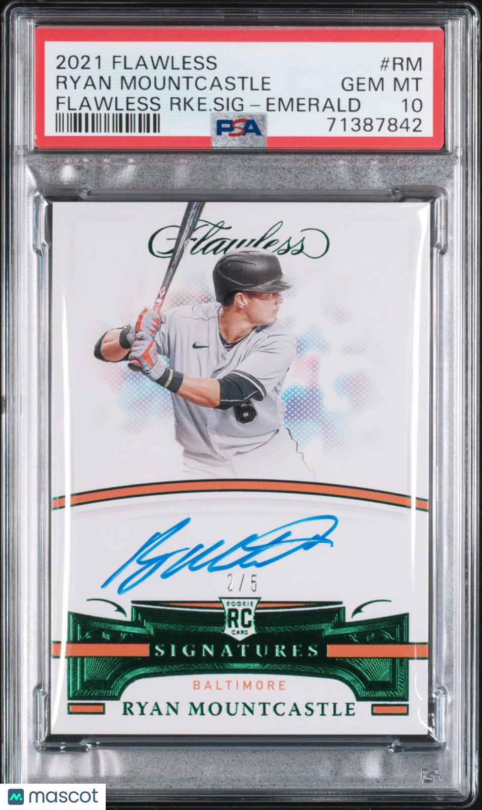 2021 Flawless Ryan Mountcastle Rookie Emerald Auto 2/5 PSA 10 RC