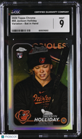 2024 Topps Chrome Jackson Holliday Rookie Variation Bat In Hand SSP CGC 9 RC