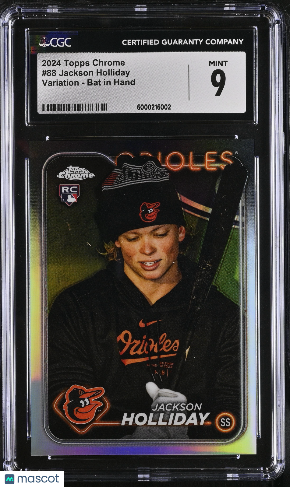 2024 Topps Chrome Jackson Holliday Rookie Variation Bat In Hand SSP CGC 9 RC