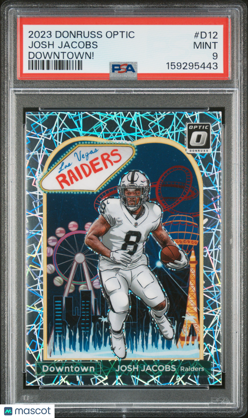 2023 Donruss Optic Josh Jacobs Downtown PSA 9
