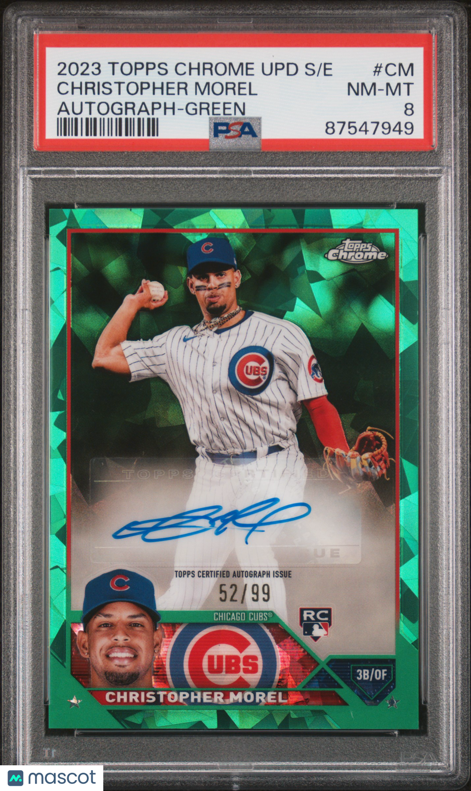 2023 Topps Chrome Update Sapphire Christopher Morel Auto 52/99 PSA 8 RC