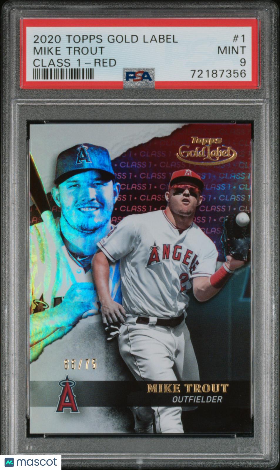 2020 Topps Gold Label Mike Trout Class 1 Red 66/75 PSA 9
