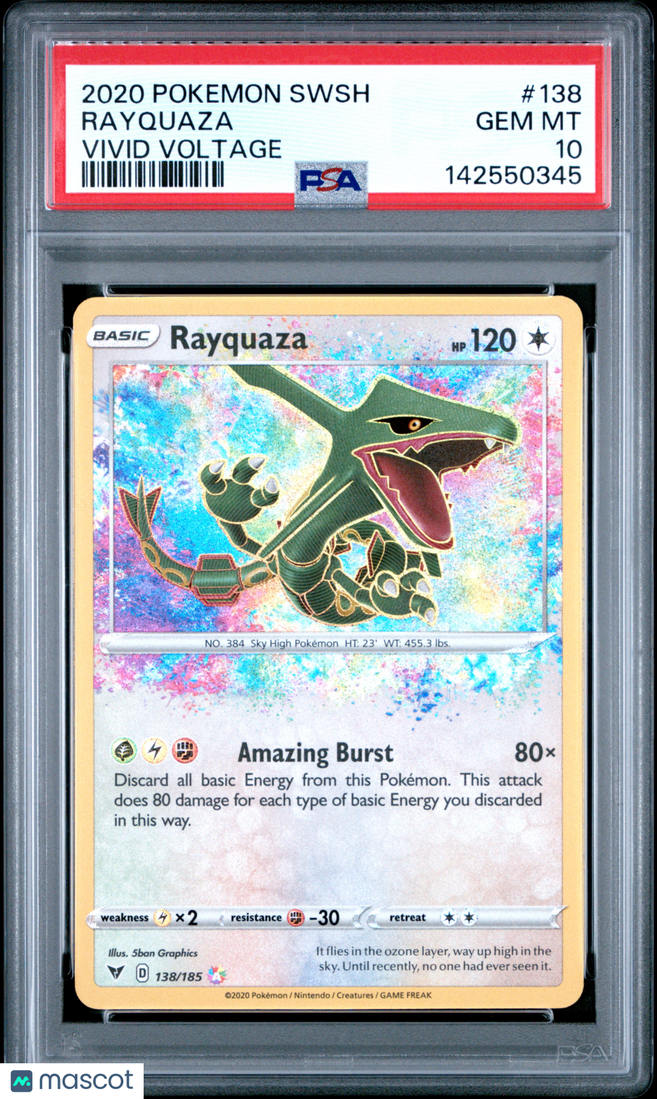 2020 Pokemon SWSH Rayquaza Vivid Voltage PSA 10