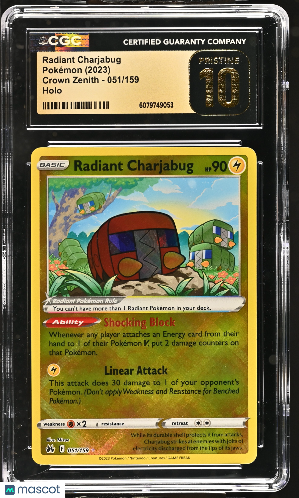 Pokemon Radiant Charjabug 051/159 CGC Black Label 10