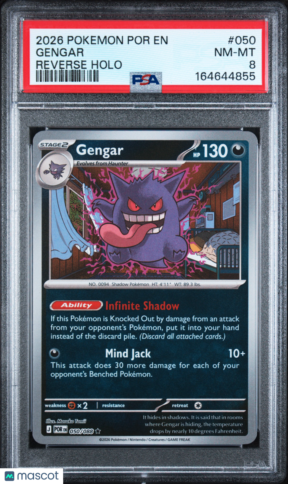 2026 Pokemon Perfect Order Gengar Revers Holo PSA 8