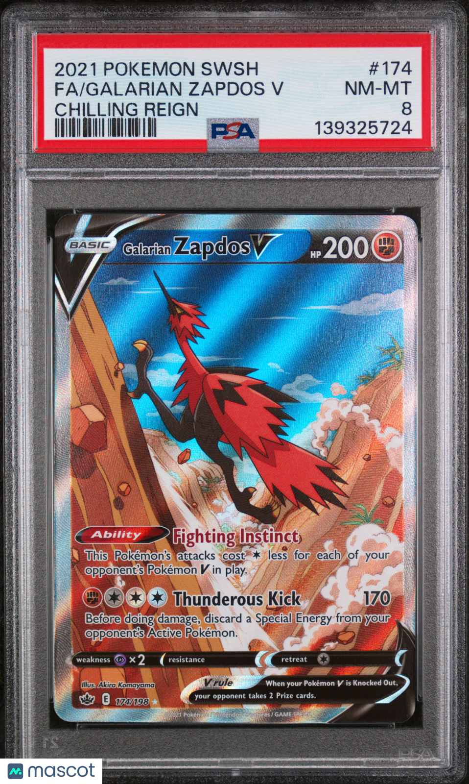 2021 Pokemon SWSH FA/Galarian Zapdos V Chilling Reign PSA 8