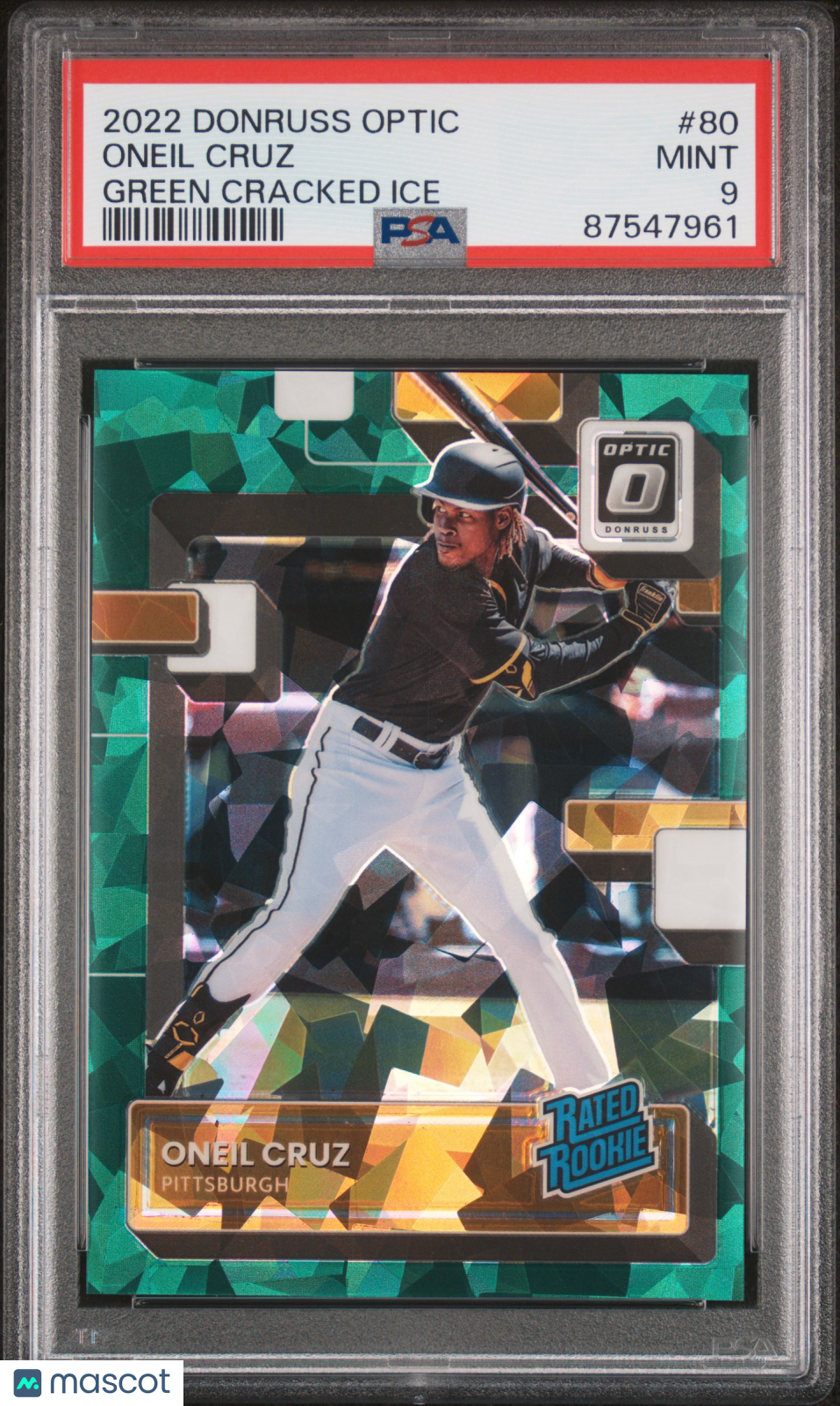 2022 Donruss Optic Oneil Cruz Rookie Green Cracked Ice FOTL 2/7 PSA 9 RC