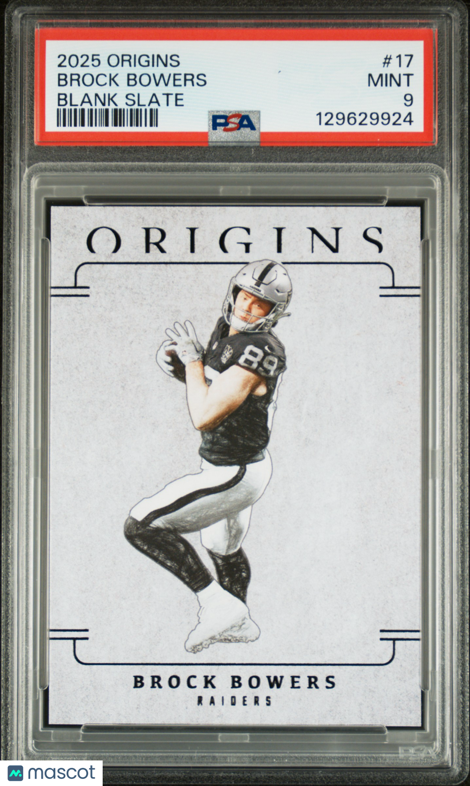 2025 Origins Brock Bowers Blank Slate Case Hit PSA 9 2025 Panini Origins Blank Slate Brock Bowers #17 PSA 9