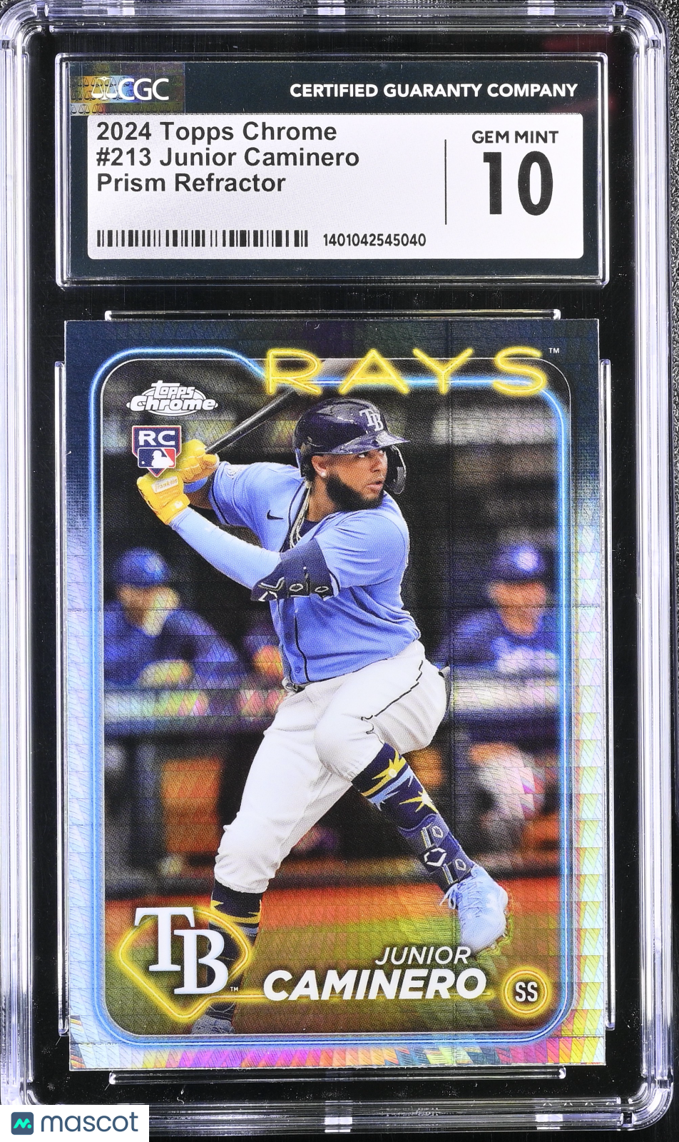 2024 Topps Chrome Junior Caminero Rookie Prism Refractor CGC 10 RC