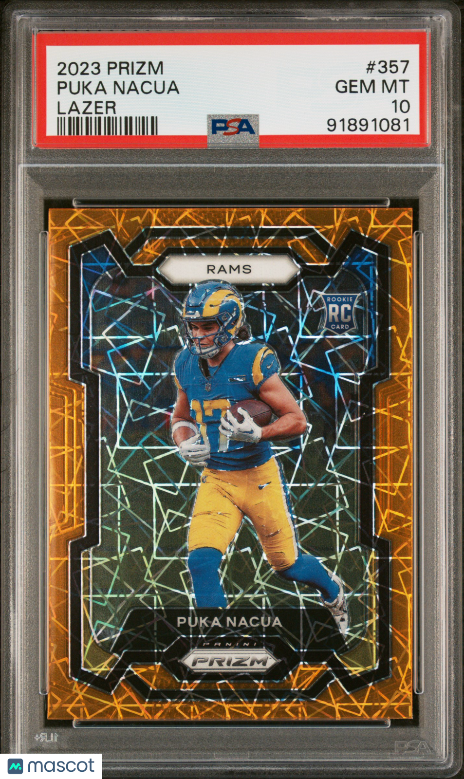 2023 Prizm Puka Nacua Rookie Orange Lazer PSA 10 RC