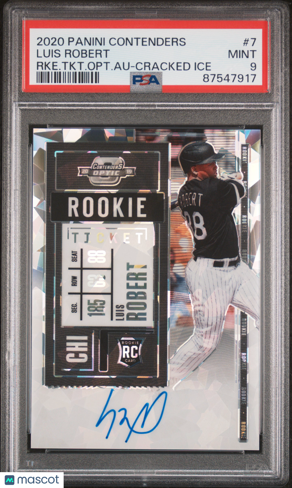 2020 Contenders Luis Robert Rookie Cracked Ice Auto 15/23 PSA 9 RC