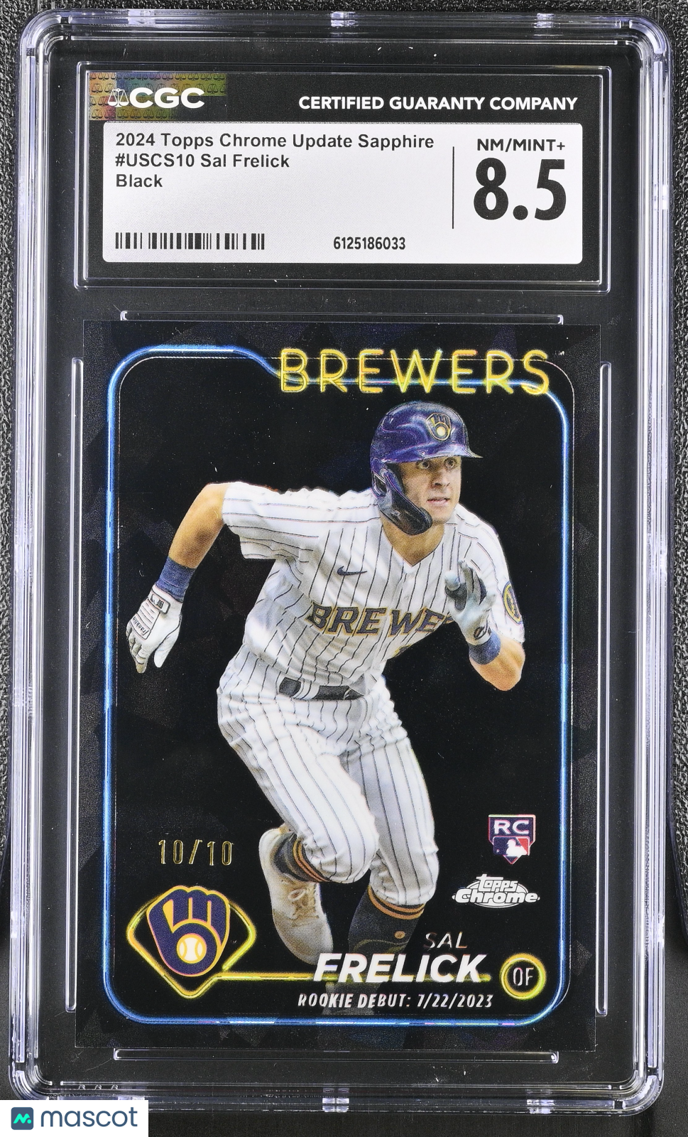 2024 Topps Chrome Update Sapphire Sal Frelick Rookie Black 10/10 CGC 8.5 RC