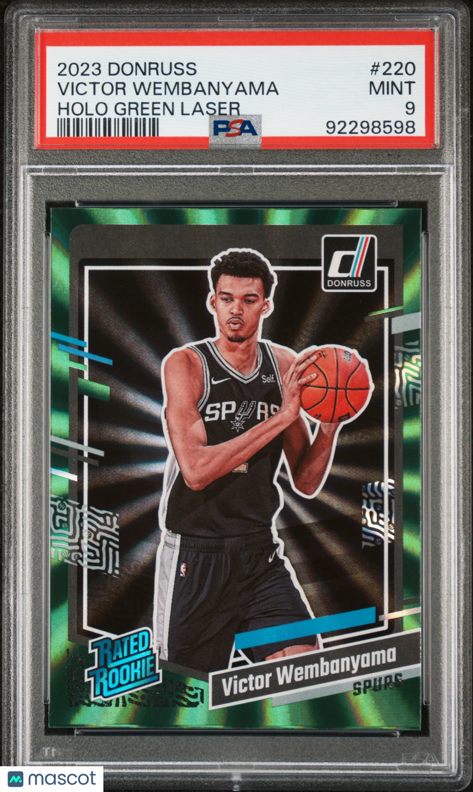2023 Donruss Victor Wembanyama Holo Green Laser PSA 9