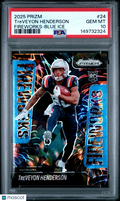 2025 Prizm TreVeyon Henderson Fireworks Blue Ice PSA 10