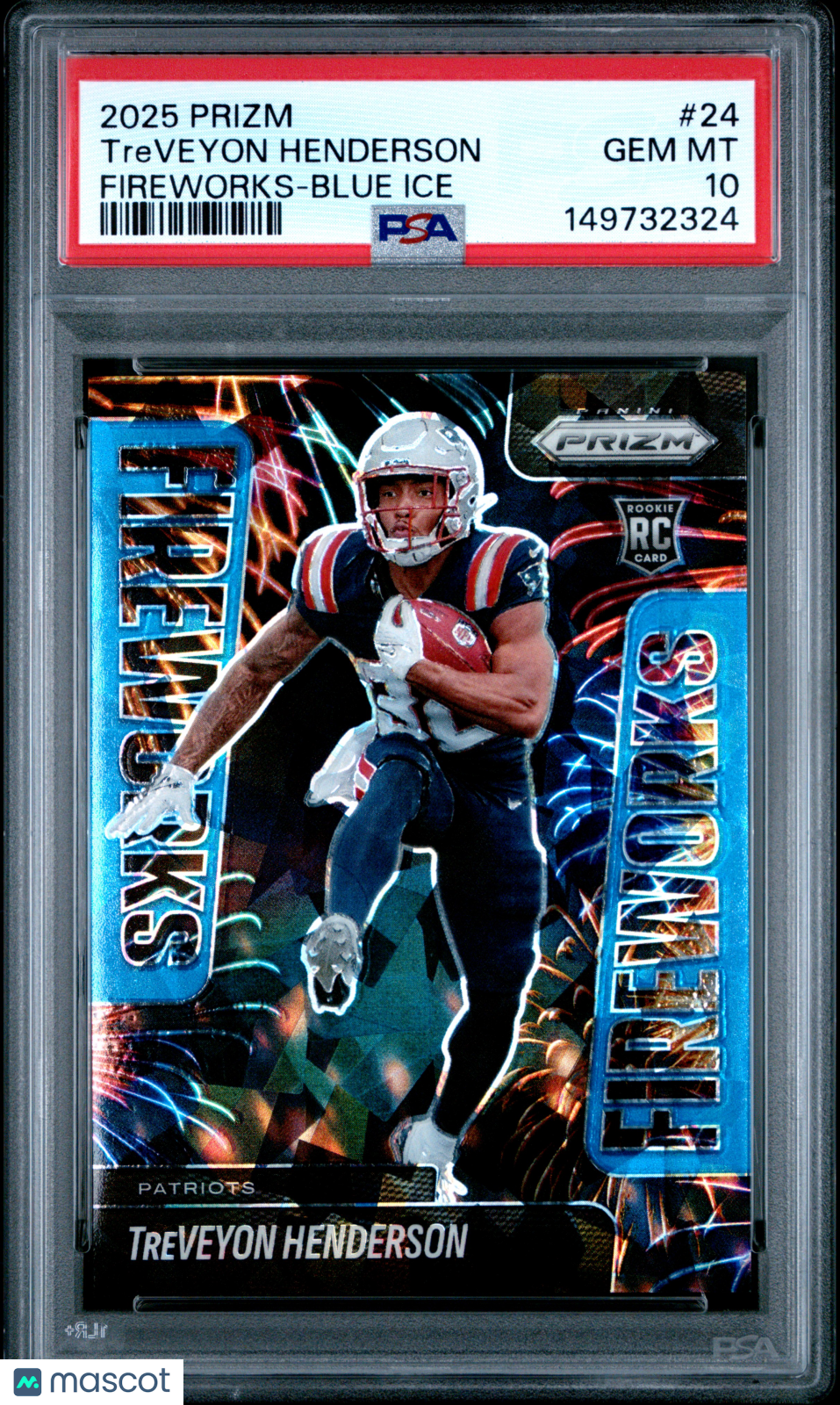 2025 Prizm TreVeyon Henderson Fireworks Blue Ice PSA 10