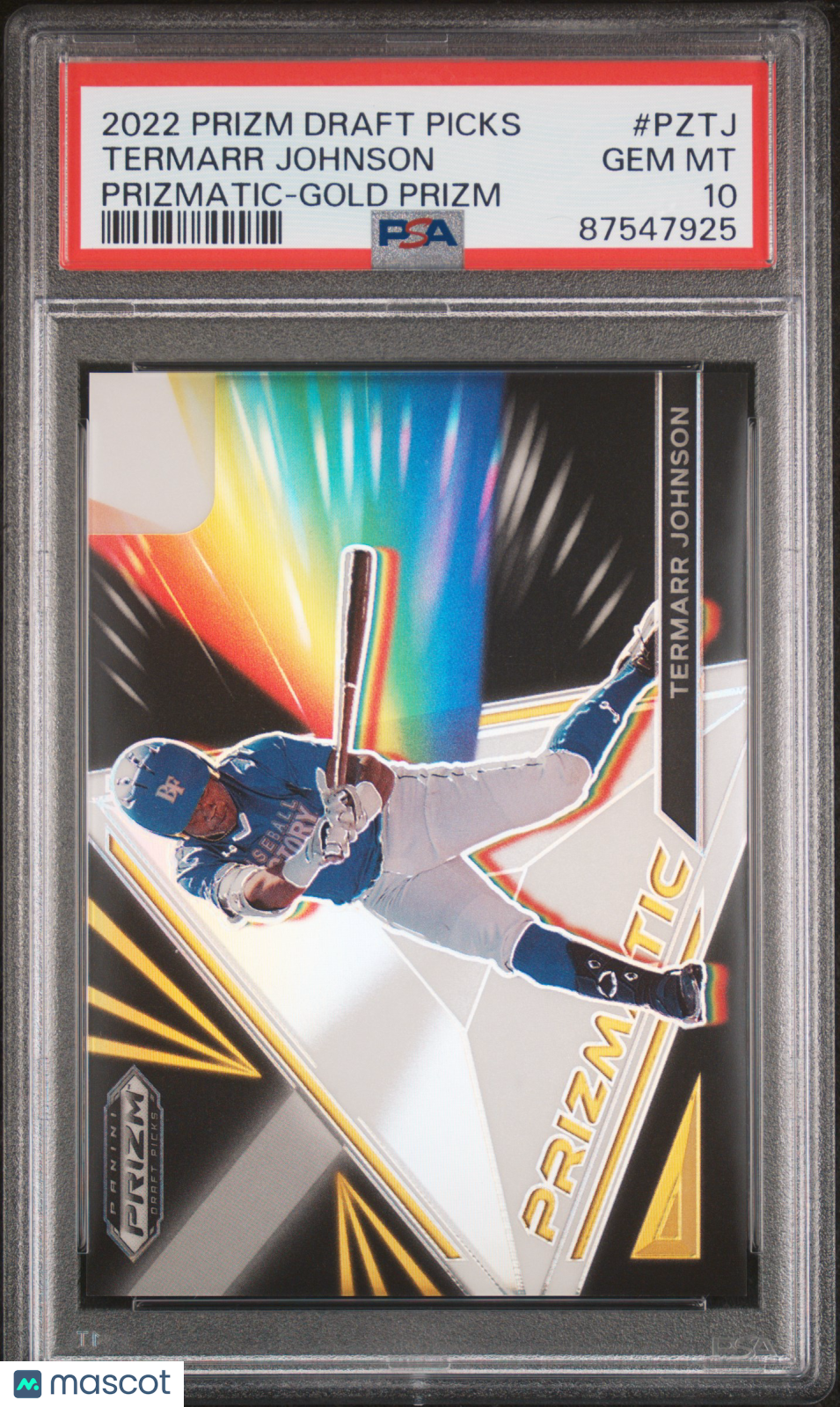 2022 Prizm Draft Picks Termarr Johnson Prizmatic Gold 10/10 PSA 10